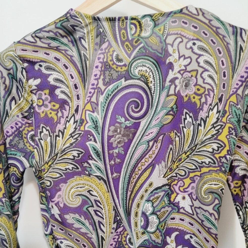Etro Dress - Vintage Paisley V-Neck Classic Print Wrap Top (Medium 46) - Picture 5 of 6